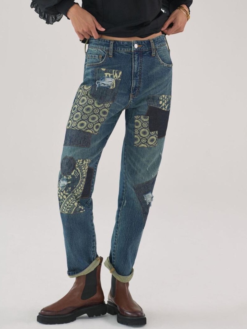 Pilcro the boyfriend patchwork jeans - Anthropologie